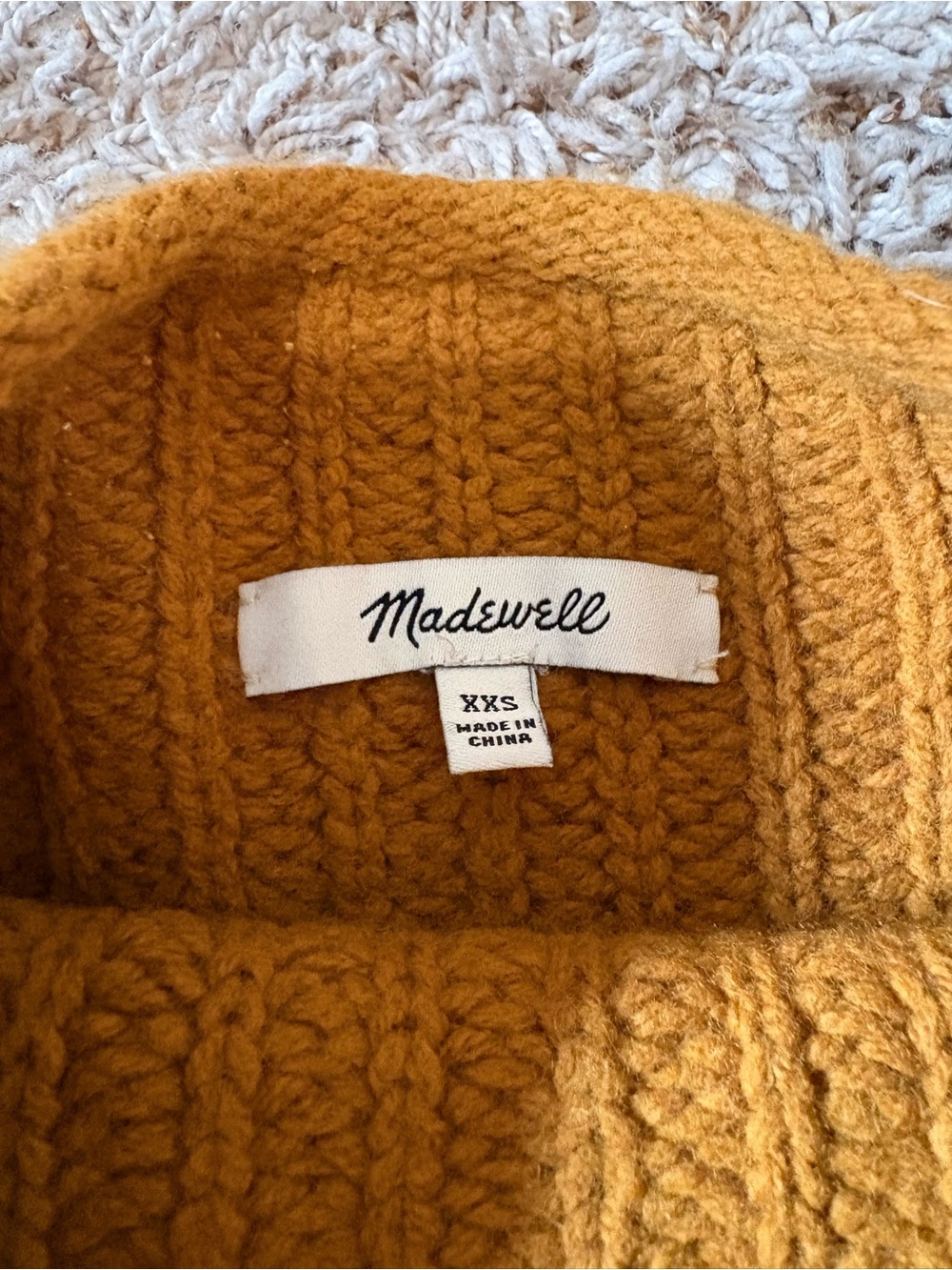 Madewell Mock Neck Side-Button Cotton/Wool Sweater Womens size XXS Mustard - Picture 3 of 7